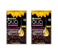 Garnier Olia Coloration permanente sans ammoniaque avec des huiles naturelles de fleurs à action éclairante et nutritive, couleur 5.15 Chocolat glacé - 2 boîtes