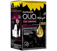 Garnier Olia Coloration permanente sans ammoniaque, avec huiles nourrissantes et naturelles, couverture complète des cheveux gris, coloration permanente, n° 1.0 noir