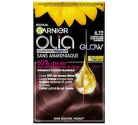 Garnier Olia Glow Coloration Permanente Châtain Clair Cendré 6.12 | Sans ammoniaque, 60% huiles naturelles fleurs, Technologie ODS, Couleur longue tenue, Soin brillance inclus