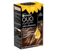 Garnier Olia Highlights, jusqu’à 4 niveaux d’éclaircissement, pour cheveux bruns, formule avec huiles de fleurs + argile, formule vegan, sans ammoniaque