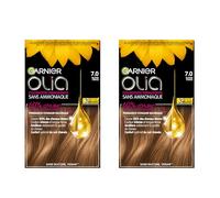 Garnier Olia Teinture Permanente pour Cheveux Sans Ammoniaque Coloration avec des Huiles de Fleurs d’Origine Naturelle à Action Illuminante et Nourrissante Couleur 7.0 Blond - 2 Packs