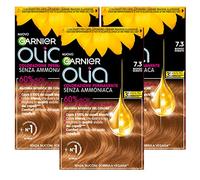 Garnier Olia Teinture Permanente pour Cheveux Sans Ammoniaque Coloration avec des Huiles de Fleurs d’Origine Naturelle à Action Illuminante et Nourrissante Couleur 7.3 Blond Doré - 3 Packs