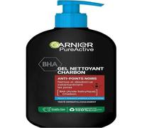 Garnier Pure Active - Gel Nettoyant Charbon - Points Noirs & Boutons - Nettoie & Désincruste - Peaux À Tendance Acnéiques - 250 Ml
