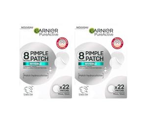 GARNIER Pure Active - Patch Bouton - lot de 2 x 22 - Réduit L'Apparence Boutons en 8H* - Cliniquement Prouvé - Invisible & Ultra-Fin - Technologie Hydrocolloïde - Vegan & Cruelty-Free - Homme & Femme