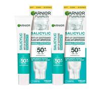 Garnier Pure Active Salicylic Fluide Visage Anti-Imperfections Anti-UV Quotidien SPF 50+ Invisible Matifiant à l'Acide Salicylique Très Haute Protection UVA UVB - 2 Flacons de 40ml