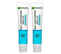 Garnier PureActive Anti-Imperfections Anti-UV Fluide pour le Visage Matifiant Quotidien au BHA et Niacinamide SPF 50+ Protection Très Haute - 2 Flacons de 40ml