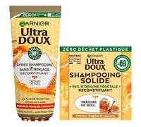 Garnier - Routine Éco-Gestes Trésors de Miel - Coffret Shampooing Solide et Après-Shampooing Sans Rinçage - Au Miel et Cire d'Abeille - Pour Cheveux Fragiles et Cassants - Ultra Doux