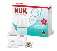 NUK Perfect Match Set Biberons & Tétine pour Nouveau-Nés | 0-3 Mois | 2 Biberons Anti-Colique (150 ml, 260 ml), 1 Sucette Perfect Match Air | Arc-en-ciel | Lot de 3