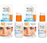 Garnier Sérum SPF 50+, protection UVA et UVB, pour tous types de peaux, avec Ceramid Protect, convient pour un usage quotidien, Ambre Solaire Invisible Super UV, 30 ml (Lot de 2)