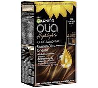 Garnier Set de coloration capillaire pour mèches et reflets sur cheveux bruns, avec huiles florales et argile, sans ammoniaque ni silicones, jusqu'à 4 niveaux d'éclaircissement, Olia, Brun