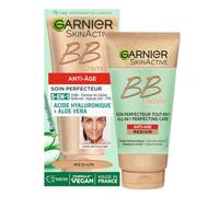 GARNIER Skin Active - BB Crème Anti-Âge - Soin Perfecteur Tout-En-1 - Raffermit & Hydrate - FPS 25 - Acide Hyaluronique & Aloe Vera - Vegan & Cruelty Free - Tous Types de Peaux - Teinte Medium - 50 ml