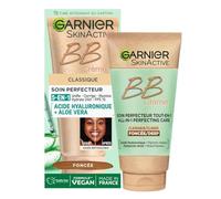 GARNIER Skin Active - BB Crème - Soin Perfecteur Tout-En-1 - Unifie, Matifie & Hydrate - FPS 25 - Acide Hyaluronique & Aloe Vera - Vegan & Cruelty Free - Peaux Mixtes à Grasses - Teinte Foncée - 50 ml