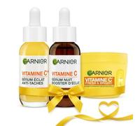 Garnier Skin Active - Coffret Idée Cadeau Saint-Valentin - Routine Éclat & Anti-Taches Vitamine C - Crème Sorbet Fresh & Bright (85ml) & Duo de Sérums Jour & Nuit (2x30ml) - Tous Types de Peaux