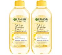 GARNIER Skin Active - Eau Micellaire Tout-En-1 - Nettoie, Démaquille & Illumine - Micelles & Vitamine C - Visage, Yeux, Lèvres - Peaux Ternes en Manque D'Éclat - 400 ml