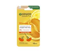 GARNIER Skin Active - Masque Yeux Booster D'Éclat - Illumine Le Contour Des Yeux - Réduit Les Cernes - Enrichi En Vitamine C, Glycérine & Acide Hyaluronique - Vegan & Cruelty Free - Tissu Compostable