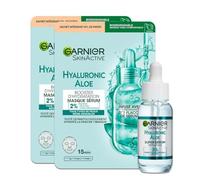 GARNIER Skin Active - Routine Hydratante & Repulpante - Lot de 2 Masque Tissu Booster D'Hydratation + Super Sérum Repulpant - Acide Hyaluronique & Aloe Vera - Peaux Sèches & Sensibles