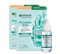 GARNIER Skin Active - Routine Hydratante & Repulpante - Lot de 2 Masque Tissu Booster D'Hydratation + Super Sérum Repulpant - Acide Hyaluronique & Aloe Vera - Peaux Sèches & Sensibles