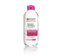 GARNIER Skin Active - Solution Micellaire Tout-En-1 - Nettoie, Démaquille & Hydrate - Micelles & Glycérine Hydrantante - Sans Parfum - Visage, Yeux, Lèvres - Peaux Sèches & Sensibles - 400 ml