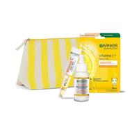 Garnier Skin Active - Trousse Routine Éclat Visage à la Vitamine C - Sérum Anti-Taches 30 ml + Soin Yeux 15 ml + Masque Tissu Hydratant - Illuminateur, Hydratant, Anti-Cernes - Peaux Ternes
