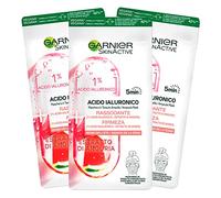 Garnier SkinActive Acide Hyaluronique Masque en Tissu Ampoule Raffermissante Anti-Âge Effet Rafraîchissant avec Extrait de Pastèque - 3 Boîtes de 1 Traitement