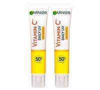 Garnier SkinActive Fluide anti-UV quotidien à la vitamine C - Protection anti-taches invisible SPF 50+ - Hydratant - Absorption rapide - 2 flacons de 40 ml