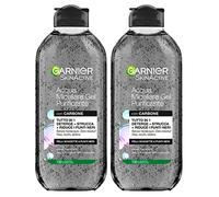 Garnier SkinActive Gel Micellares Eau Démaquillant Tout en 1 avec Charbon de Bois pour Points Noirs Formule Hypoallergénique Sans Rinçage pour Visage, Yeux et Lèvres - 2 Flacons de 400 ml