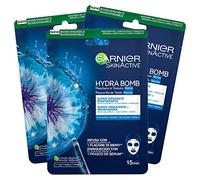 Garnier SkinActive Hydra Bomb Masque de nuit en tissu super hydratant Formule végétalienne avec bleuet et acide hyaluronique à action régénérant pour peaux fatiguées et sensibles - 3 masques jetables