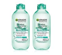 Garnier SkinActive Lot de 2 bouteilles d'eau micellaire avec acide hyaluronique, nettoyant pour le visage et démaquillant, 400 ml (l'emballage peut varier)