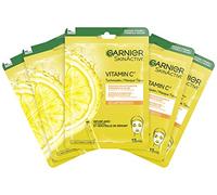 Garnier SkinActive Lot de 5 masques hydratants pour peaux sensibles à l'acide hyaluronique et à la vitamine C pour une peau rayonnante et un effet brillant