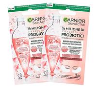 Garnier SkinActive Masque pour les Yeux, 1/2 million de fractions probiotiques pour tous les types de peau, minimise les rides fines en matière biodégradable - Lot de 2 emballages avec 1 application
