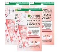 Garnier SkinActive Masque Yeux Réparateur 1/2 Million de Fractions de Probiotiques Pour Tous Les Types de Peau Minimise Les rides fines en Tissu Biodégradable - 3 Paquets de 1 Application