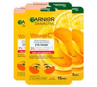 Garnier SkinActive Vitamin C Masque Contour des Yeux Illuminant Pour Tous Types de Peau avec Vitamine C Acide Hyaluronique Tissu Biodégradable - 3 paquets de 1 application