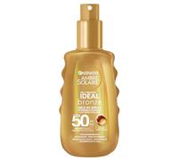 Garnier Spray solaire UV pour un bronzage radieux, très haute protection solaire SPF 50, résistant à l'eau, Ambre Solaire Ideal Bronze Milk-in Spray 150 ml