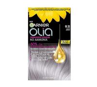 Garnier Teinture capillaire permanente Olia, couvre jusqu'à 100 % de cheveux gris, sans ammoniaque, 60 % d'huiles, argent métallique brillant 9,11 (l'emballage peut varier)