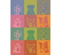 Garnier Thiebaut Chiens Pop (Dog Pop Art) Torchon de Cuisine Française Coton Jacquard 55,9 x 76,2 cm