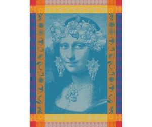 Garnier Thiebaut - Torchon de Cuisine - Mona Lisa Bleu - Coton - 56 x 77 cm