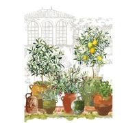 Garnier Thiebaut Torchon Jardin Provencal Olive 50 x 70 cm Mélange coton et lin