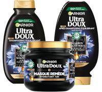 Garnier Ultra Doux - Coffret Routine au Charbon Magnétique et à l'Huile de Fleur de Nigelle - Pour les Cheveux Normaux à Gras
