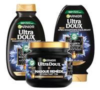 Garnier Ultra Doux - Coffret Routine au Charbon Magnétique et à l'Huile de Fleur de Nigelle - Pour les Cheveux Normaux à Gras