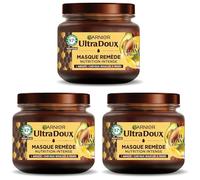 Garnier Ultra Doux - Masque Remède Nutrition Intense - Huile d'Avocat & Beurre de Karité - Pour Cheveux très Secs Bouclés ou Frisés - Sans Parabène - 340 ml (Lot de 3)