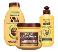 Garnier Ultra Doux - Routine pour Raviver les Boucles des Cheveux Secs, Bouclés à Crépus - À l'Huile d'Avocat et Beurre de Karité - Shampooing, Après-Shampooing et Masque - Homme & Femme