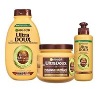 Garnier Ultra Doux - Routine pour Raviver les Boucles des Cheveux Secs, Bouclés à Crépus - À l'Huile d'Avocat et Beurre de Karité - Shampooing, Après-Shampooing et Masque - Homme & Femme