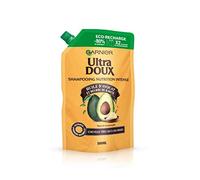 Garnier Ultra Doux Shampooing Nutrition Intense Huile d'Avocat & Beurre de Karité, Pour Cheveux très Secs ou Frisés, Eco-Recharge, 500 ml