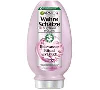 Garnier Wahre Schätze Après-shampoing lissant à l'eau de riz Ritual & Force, pour une brillance et une douceur longue durée, repulpant, formule végétalienne, sans silicone, 1 x 200 ml
