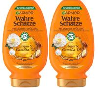 Garnier Wahre Schätze Après-shampoing nourrissant à l'huile d'argan et de camélia, pour cheveux secs et ternes, 200 ml (Lot de 2)