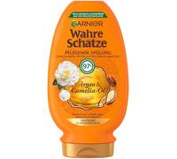 Garnier Wahre Schätze Après-shampoing nourrissant à l'huile d'argan et de camélia, pour cheveux secs et ternes, 200 ml