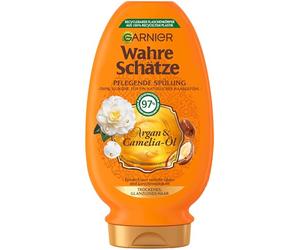 Garnier Wahre Schätze Après-shampoing nourrissant à l'huile d'argan et de camélia, pour cheveux secs et ternes, 200 ml