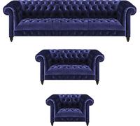 Garniture 3pcs Canapés Set Coussin Canapé Chesterfield Fauteuil Salon 4+2+1
