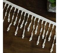 Garniture à franges perlées, 1 Yards Perle Perlée Gland Dentelle Garniture Robe De Mariée Rideau Abat-jour Décoration Perles Suspendues Pendentif Ruban Frange(White,1 Yard)