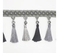 Garniture à franges perlées, 12 mètres de bordure à franges for rideaux, perles suspendues tressées, garniture décorative, couture, artisanat, ruban tissu(Gray)